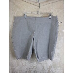 Eliane Rose Womens Seersucker Striped Shorts Blue‎ White Plus Size 20W NWT